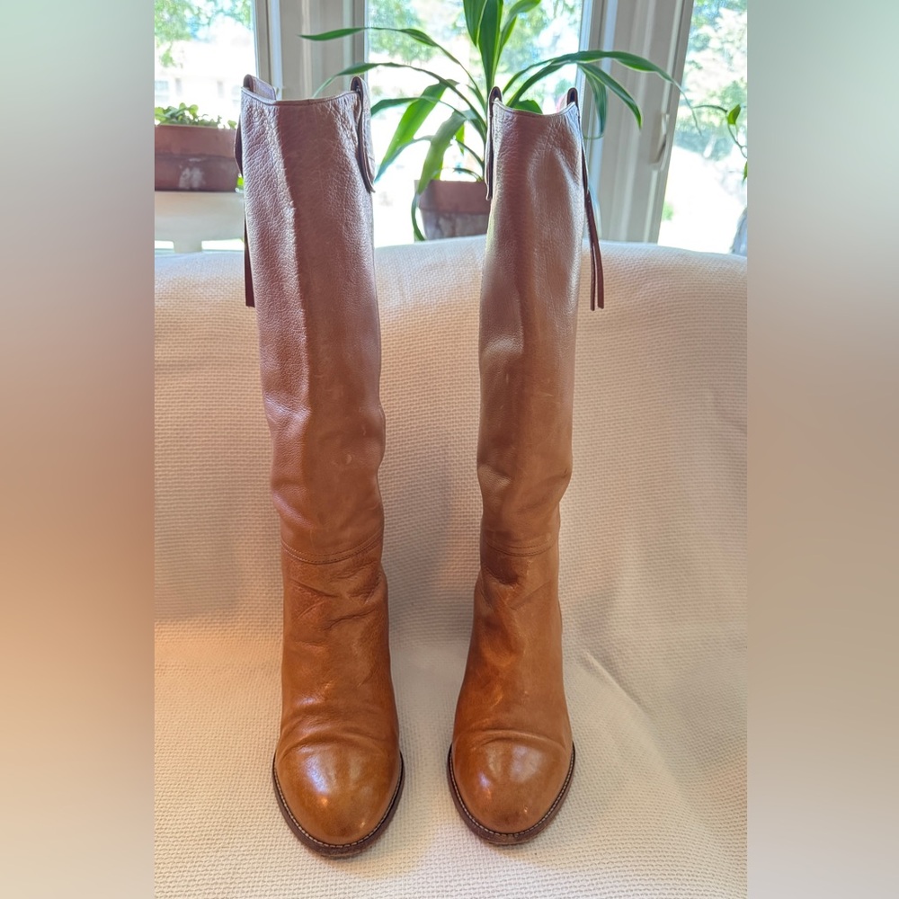 Coach Tan Leather Heeled Boots, sz 10 - Picture 6 of 9